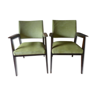 Pair of mahogany bridge armchairs