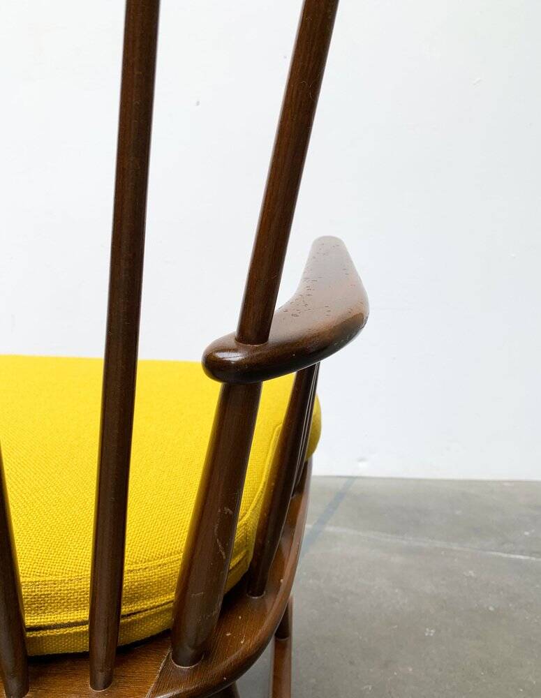 Mid-century rocking chair with new Kvadrat cushion by Børge Mogensen for FDB Møbler, 1960s.