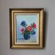 Acrylic painting on canvas, still life, anemones, bohemian countryside