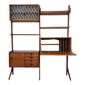 Meuble Secrétaire en teck Ergo, Vintage Scandinave 1960s