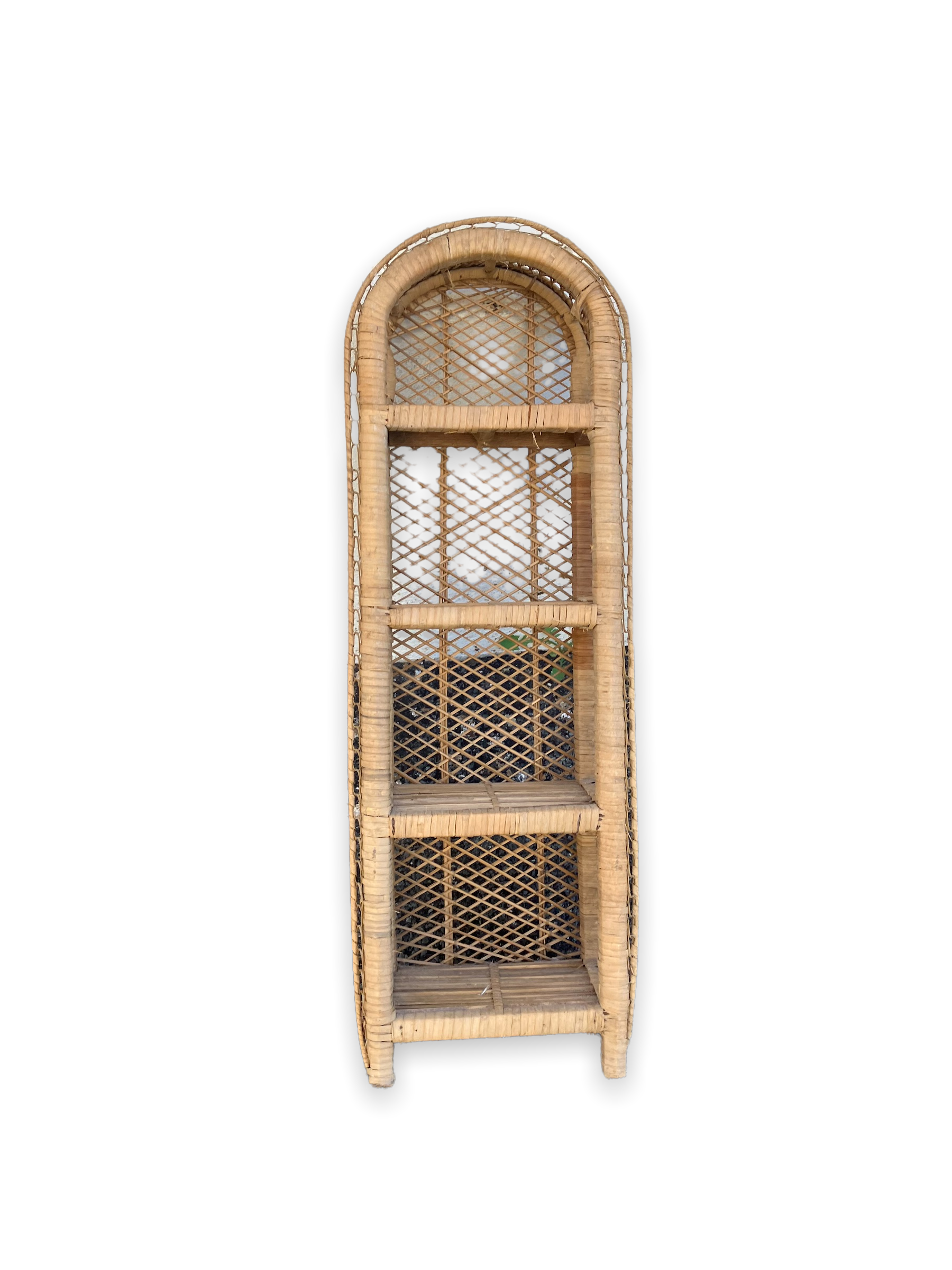 Pair of braided wicker shelves