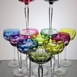 Set of 6 Val Saint Lamb crystal colored wine glasses