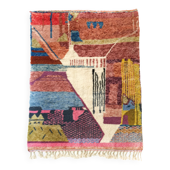 Berber carpet Beni Ouarain with colorful patterns 289x204cm
