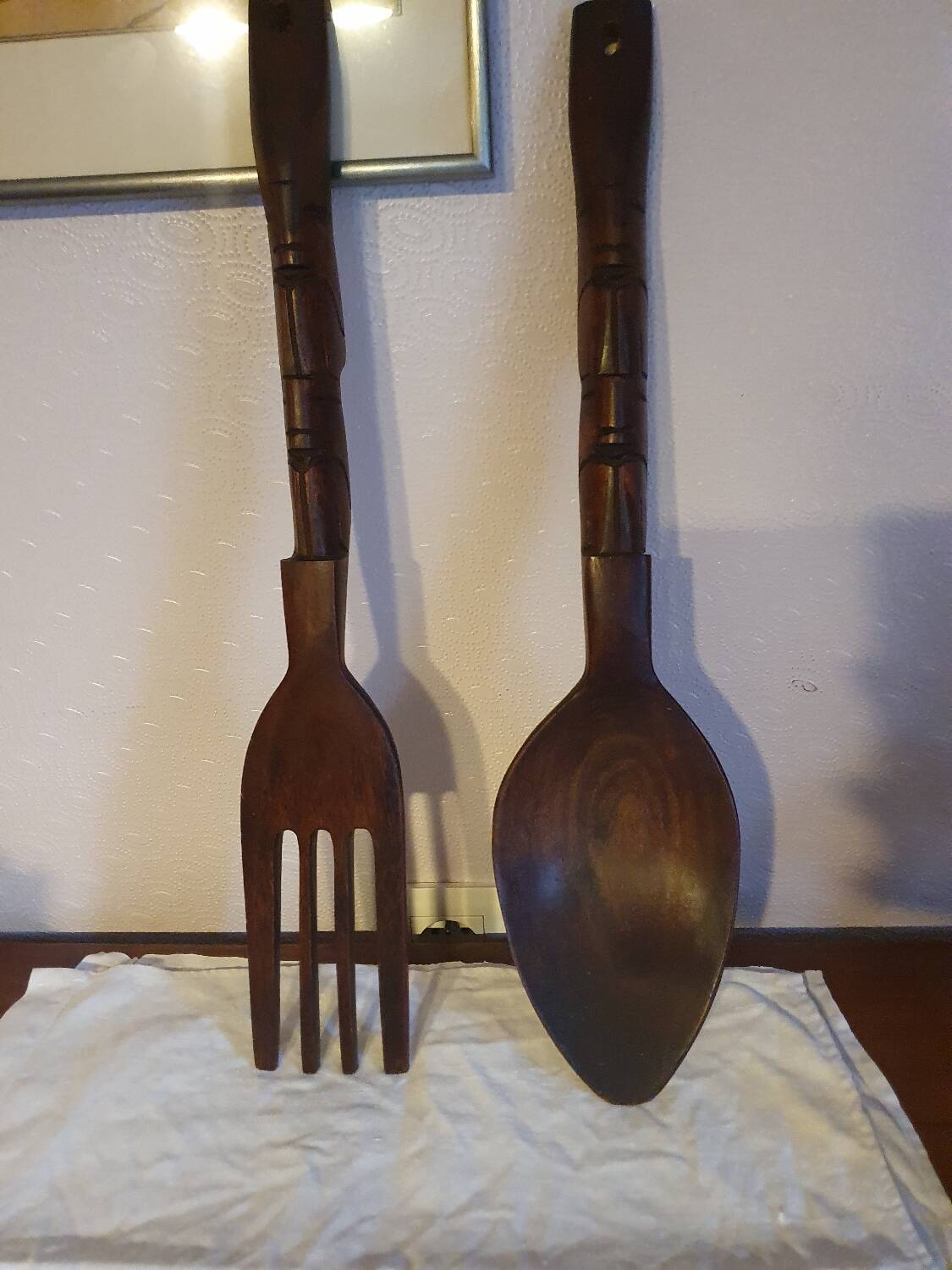 Large wooden serving cutlery folk art vintage African art