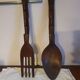 Large wooden serving cutlery folk art vintage African art