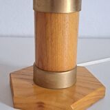 Rattan and wood bedside lamp