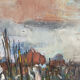 Sailboats in the harbour, oil on wood panel