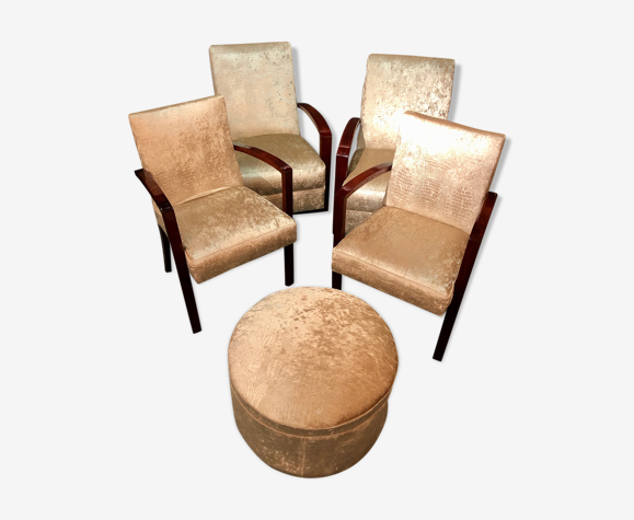Salon 4 fauteuils et un repose-pied, circa 1940