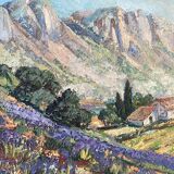 Signed mountain landscape