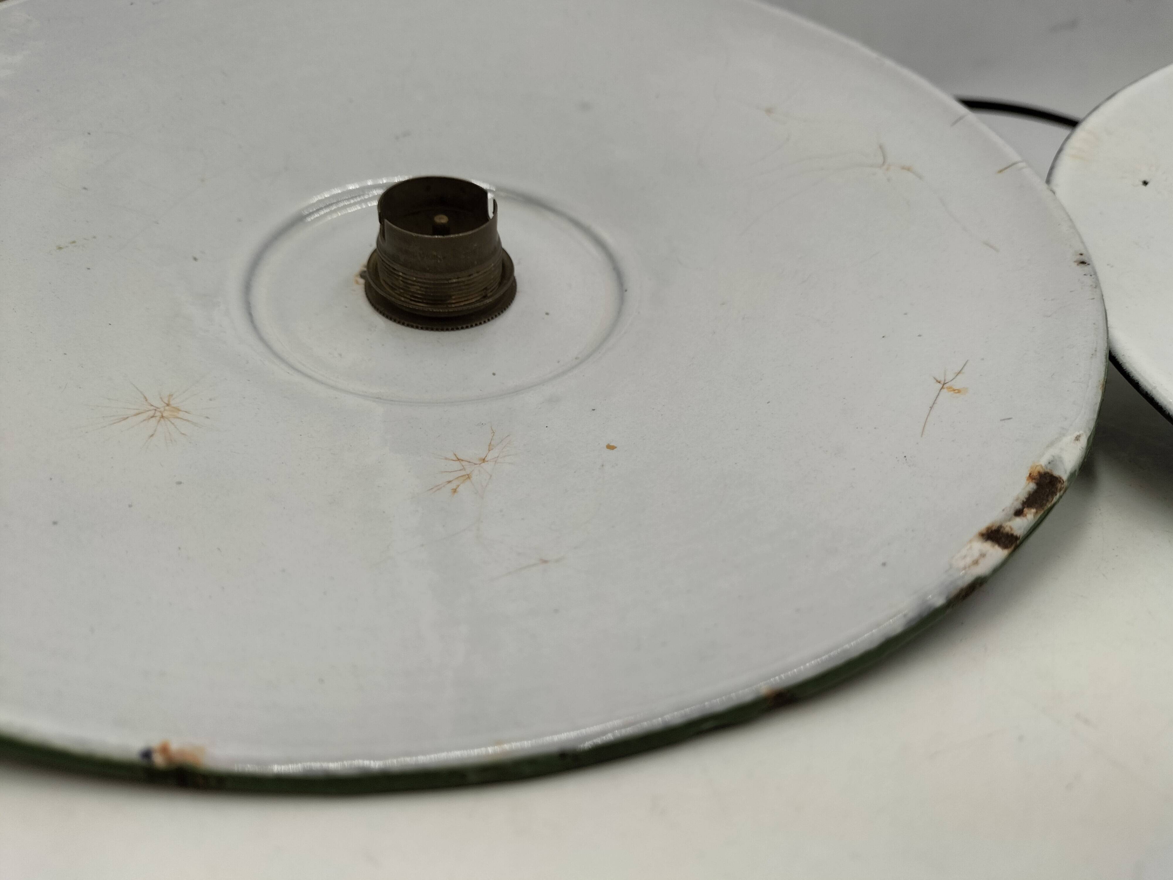 Enameled sheet metal pendant lights