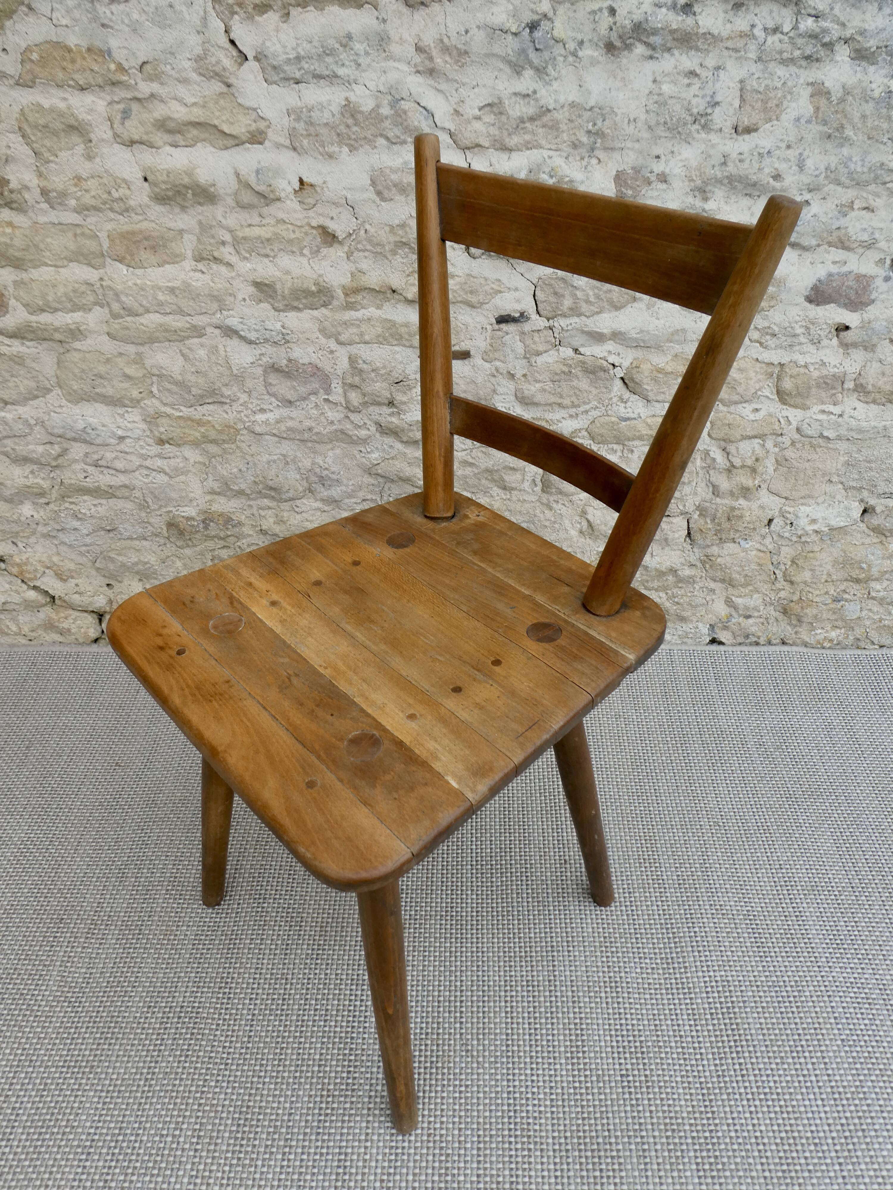 Chaise en bois massif Adolf Schneck de 1947