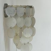Pair of vintage mother-of-pearl and metal wall lights, France 1950s