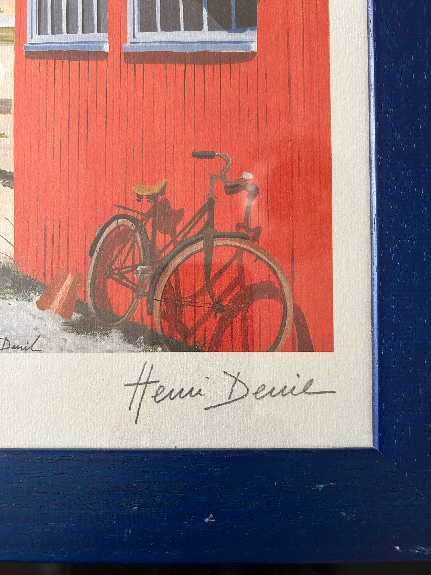lithograph "Fisherman's hut" signed Henri Deuil