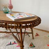 Table ovale en rotin vintage