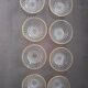 8 glass bowls with gold rim