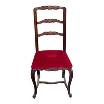 Louis XV dining chair, solid wood, burgundy velvet.
