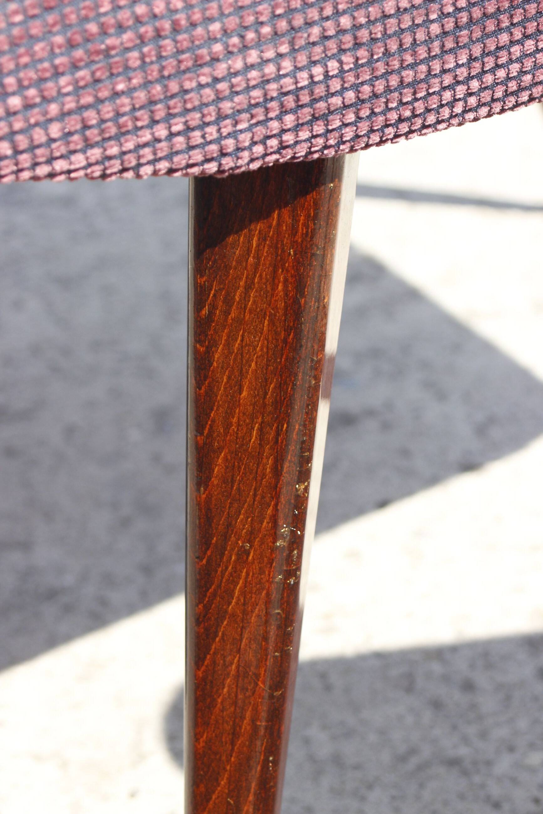 Pair of vintage purple velvet compass foot armchairs 1950s