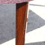 Pair of vintage purple velvet compass foot armchairs 1950s