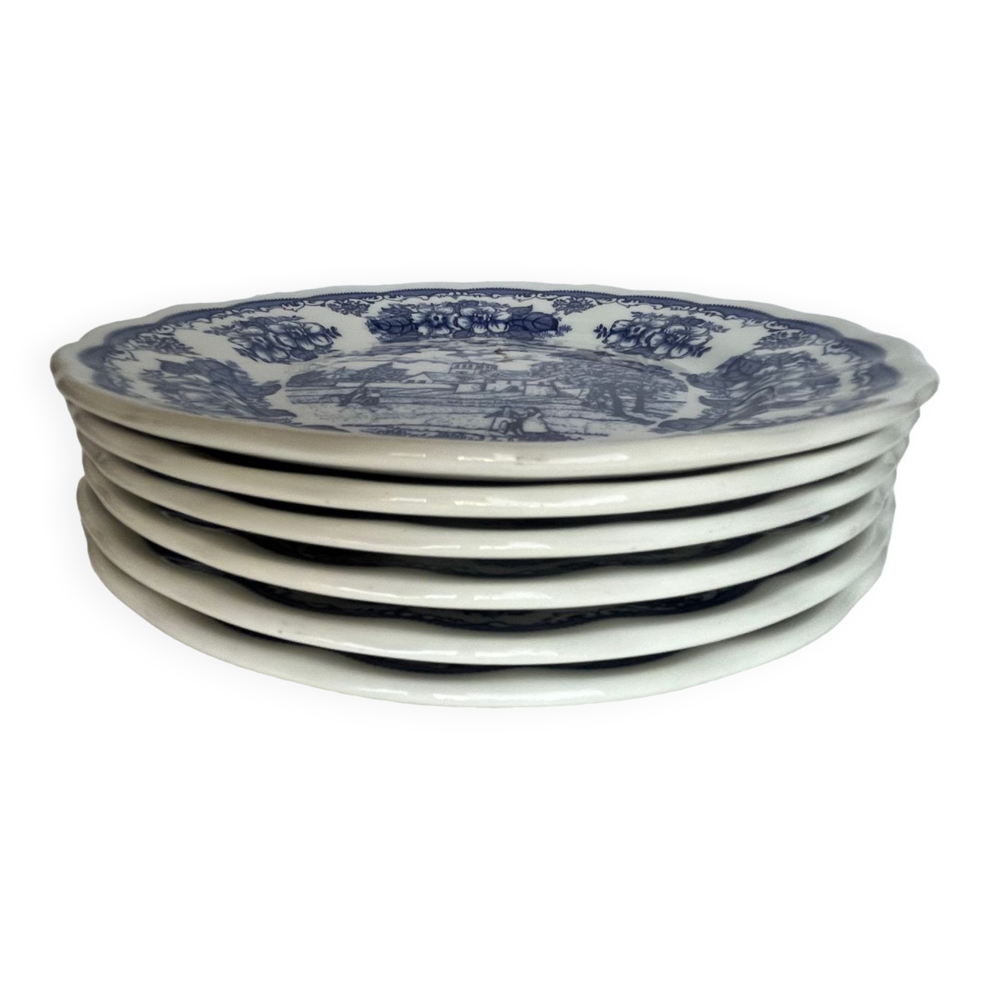 6 dessert plates with English décor