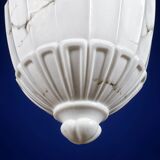 1930s Neoclassical British Opaline Glass & Brass Ceiling Pendant Lamp