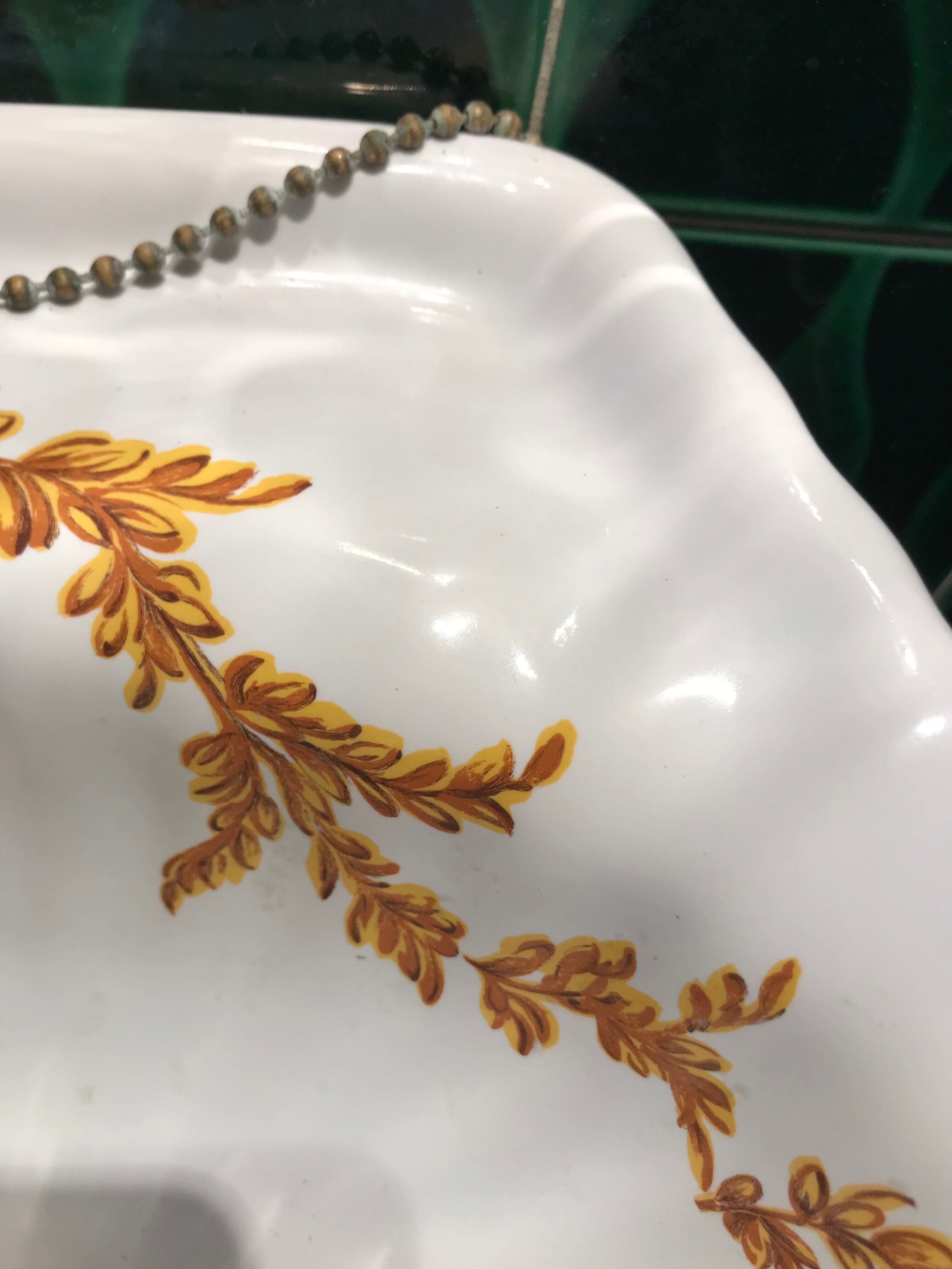 VINTAGE SHELL WASHBASIN SET PORCELAIN OF PARIS SHELVES BASIN AND TOWEL RACK