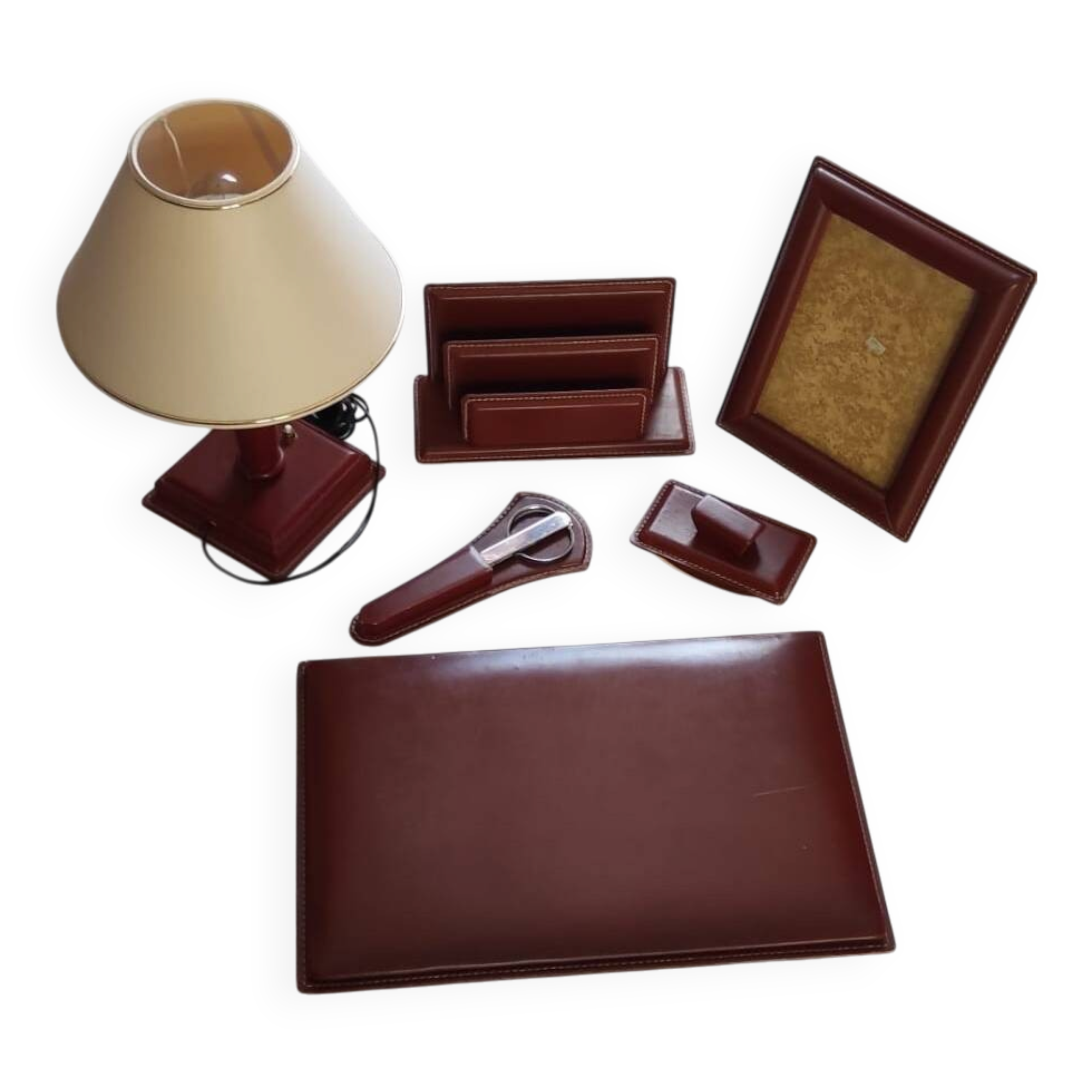 Vintage leather desk set