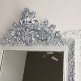 Mirror late 19th decorated fronton white and grey 135x82cm