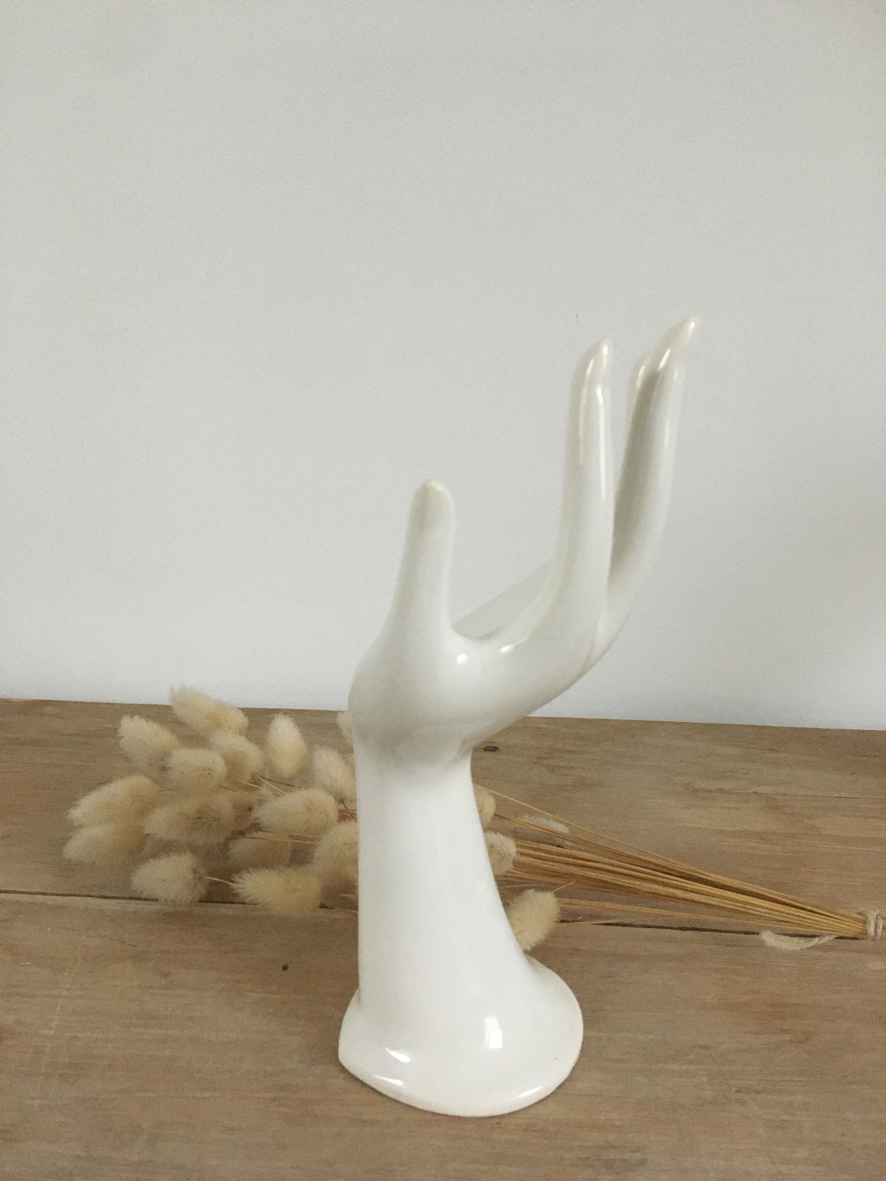 Vase soliflore hand white ring
