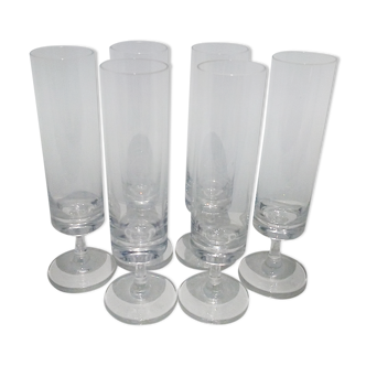 Set of 6 crystal flutes