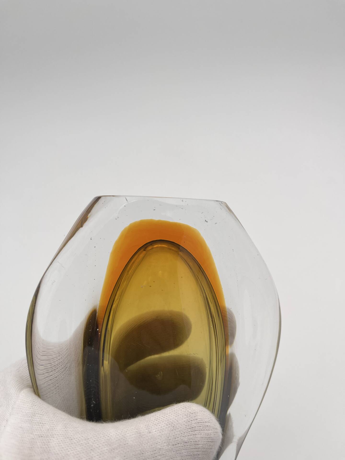 Sommerso Vase Flavio Poli Seguso Murano Green Amber Glass 1950