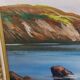 Huile sur toile encadrée signée Le Mennec bateaux de pêche en Bretagne  50 X 100 cm