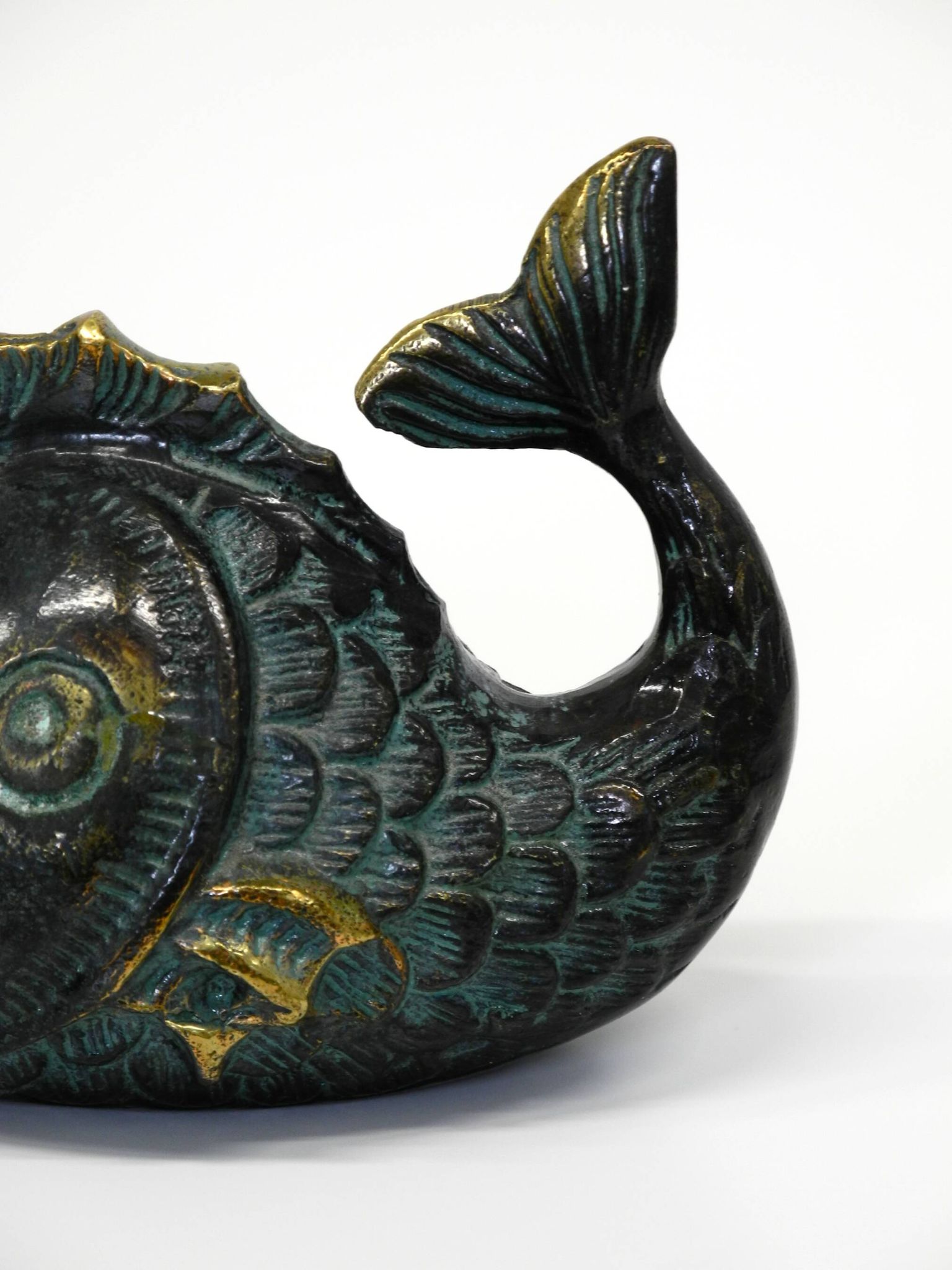 Mid Century bronze table or hand fish ashtray by Walter Bosse
