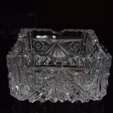 Pair of ashtrays, cut crystal glass, bohemia in the 1960's