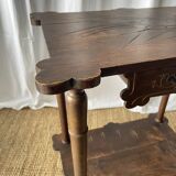 Elegant Art Nouveau side table in walnut, France early 20th century.