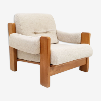 Fauteuil en laine et pin, 1960