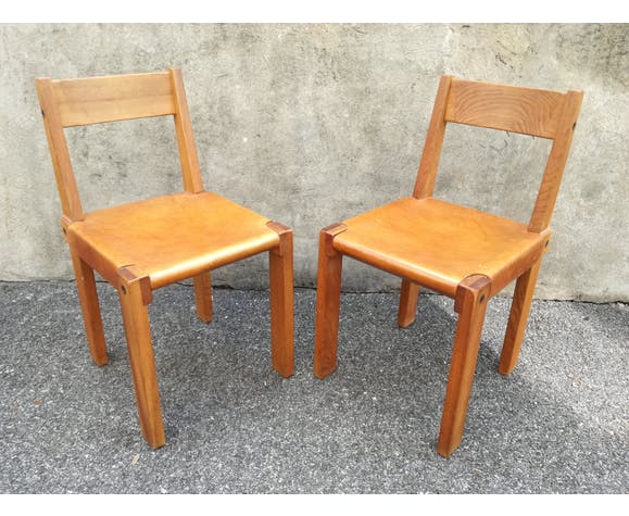 Paire de chaises S24 par Pierre Chapo 1960