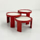 Set of 3 red nesting tables by Gianfranco Frattini for Cassina, 1970