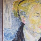 Tableau portrait sur toile d'une Dame slave 61 X 50 cm