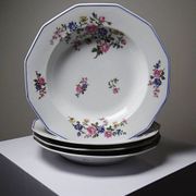 4 Bernardaud Limoges porcelain soup plates with floral decoration from the 1920s-1950s