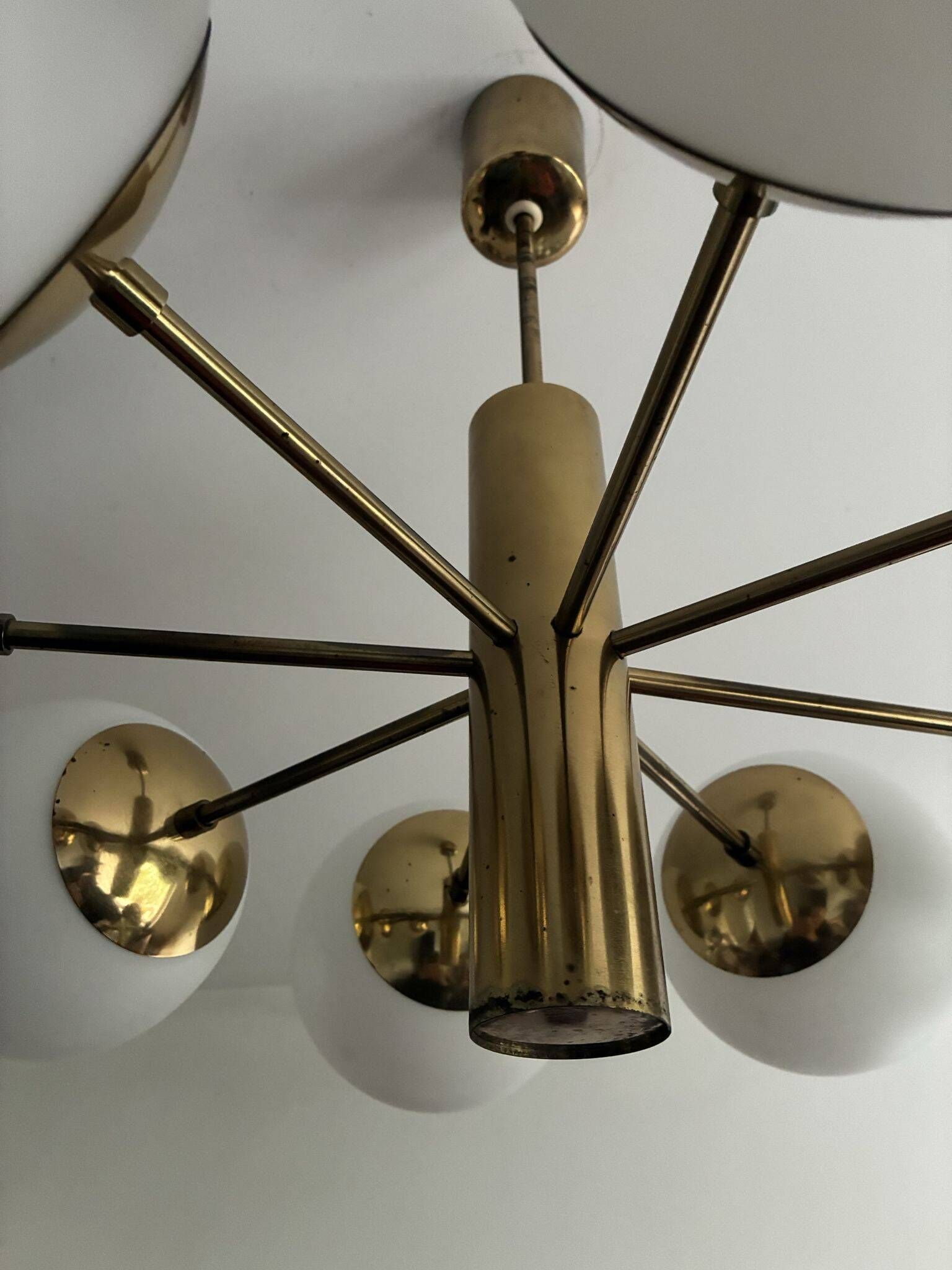 Kaiser Leuchten atomic sputnik pendant lamp, brass, 1960s