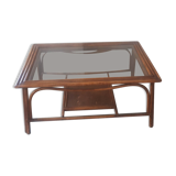 Rattan and glass top coffee table