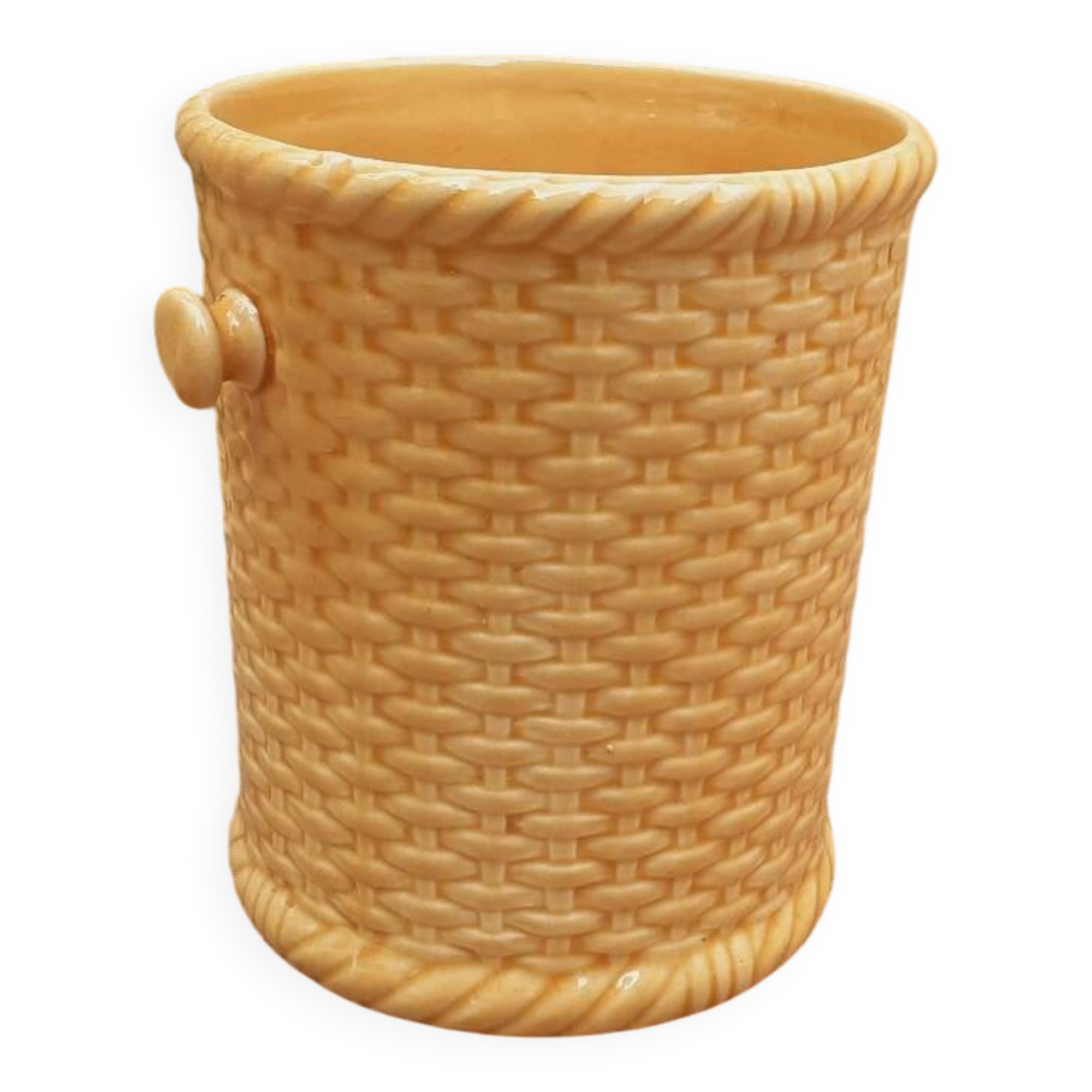 1950s Gien earthenware planter in a basket shape