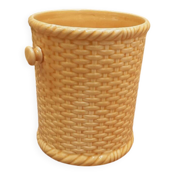 1950s Gien earthenware planter in a basket shape