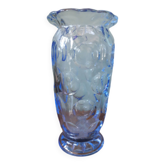 Vase vintage en verre bleu