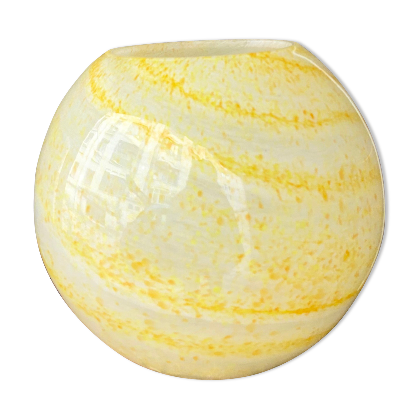 Glass ball vase of Clichy yellow pop