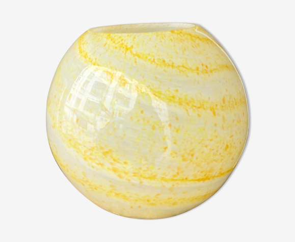 Vase boule en verre de Clichy jaune pop