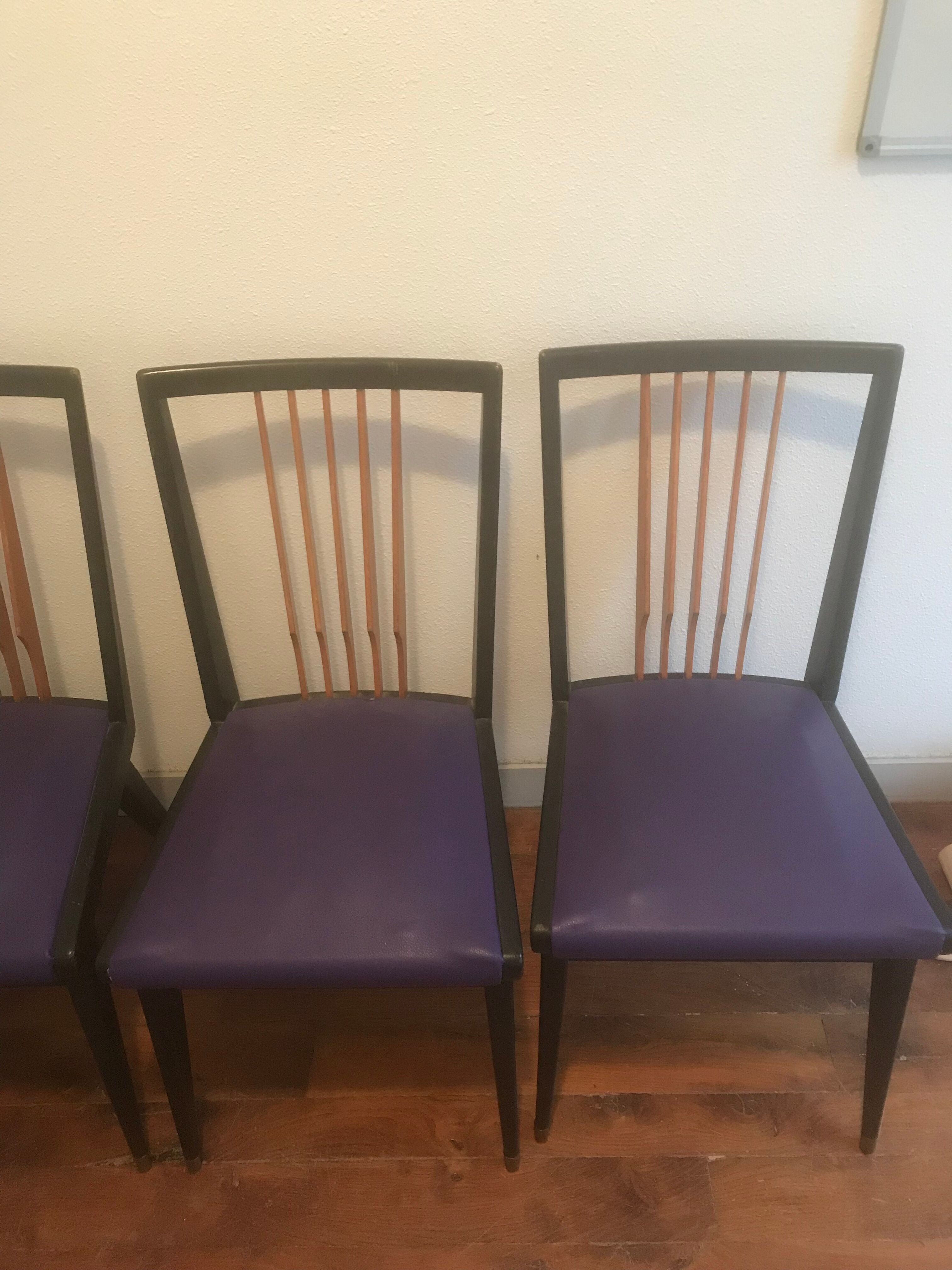 Series of 4 vintage 1960 chairs