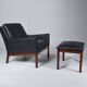 Leather armchair and footstool by Kai Lyngfeldt-Larsen. Denmark 1960s