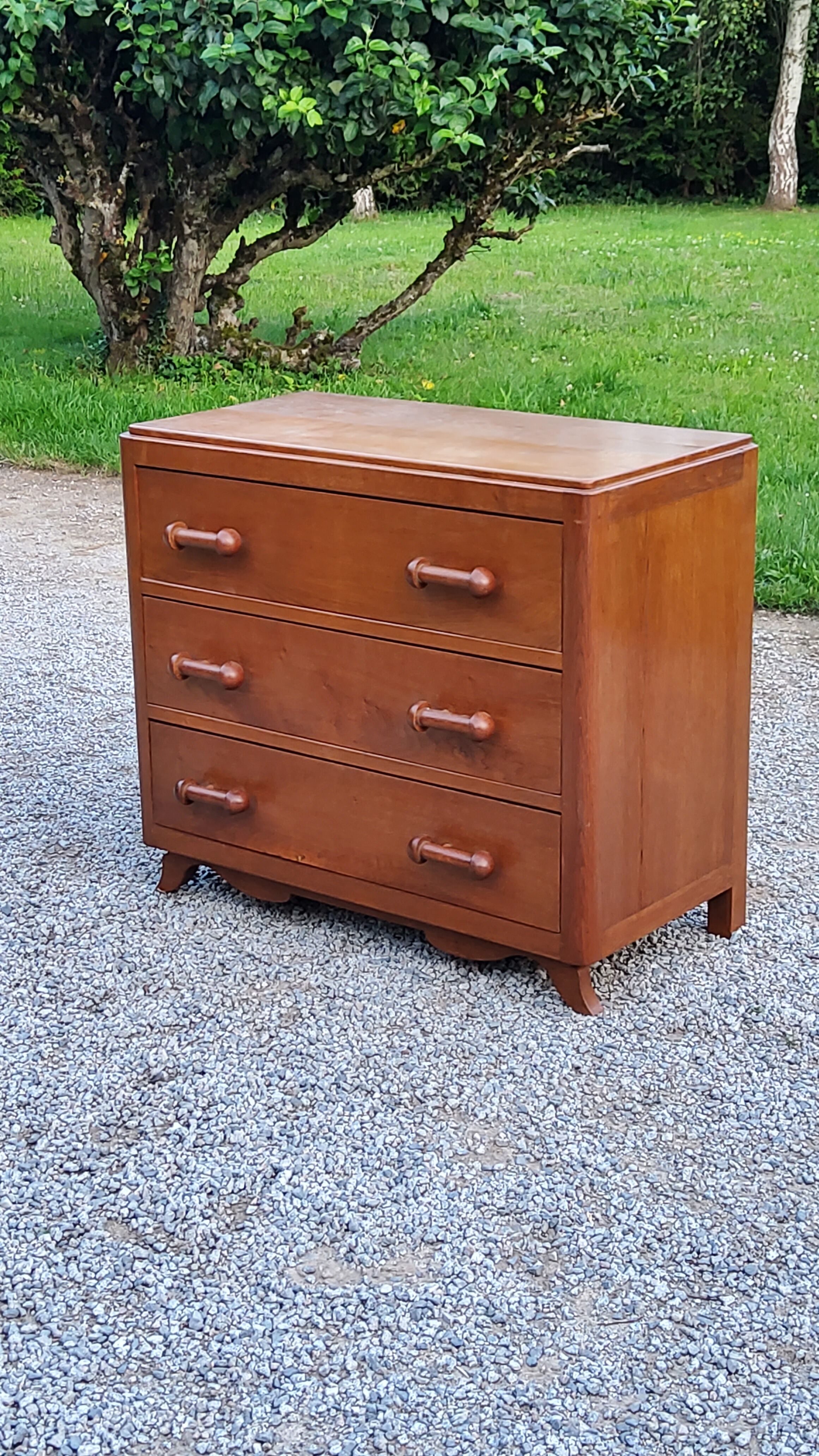 Vintage chest of drawers from the 50s solid oak 3 drawers