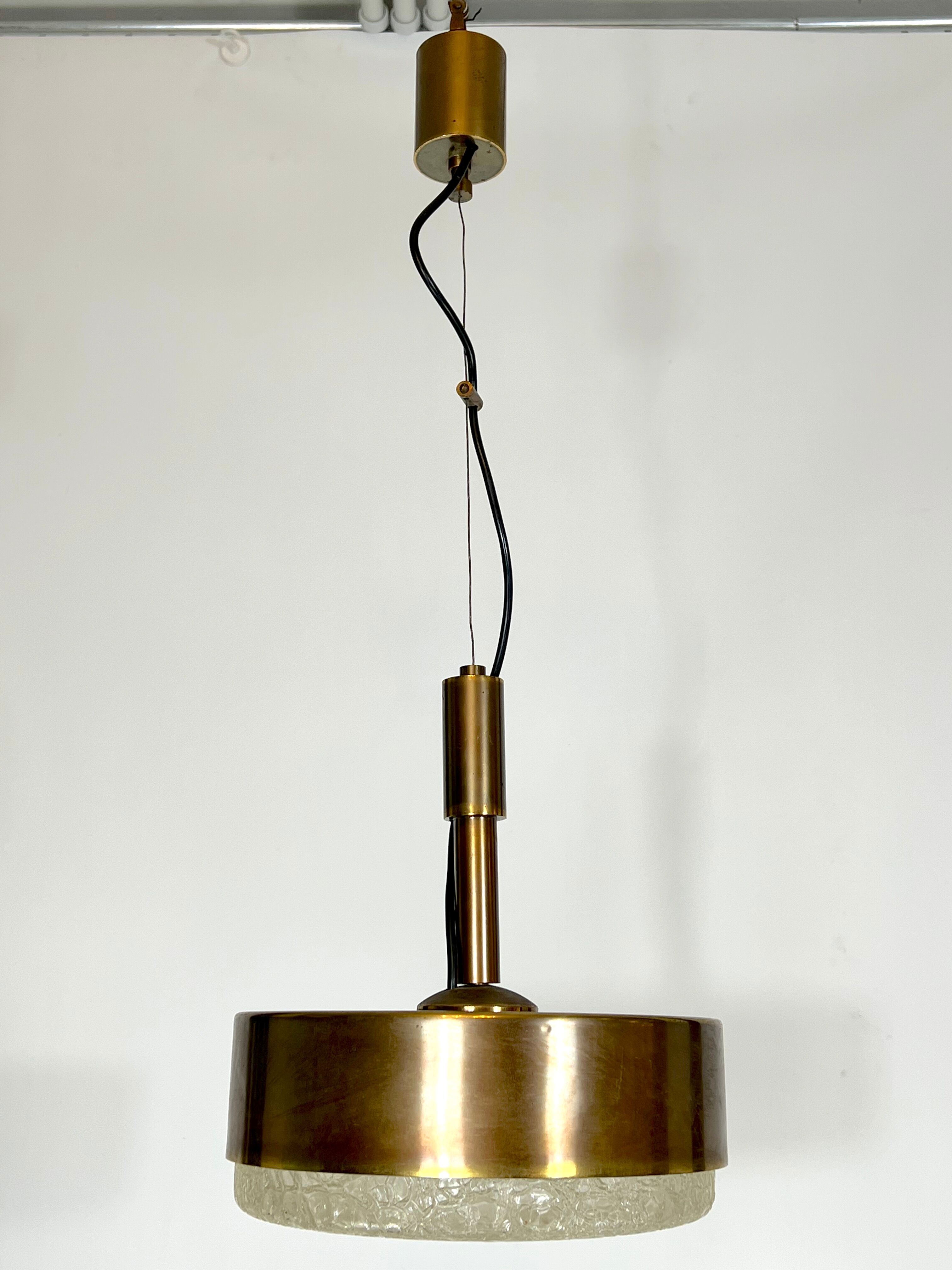 Mid-century Stilnovo brass pendant light from 50s